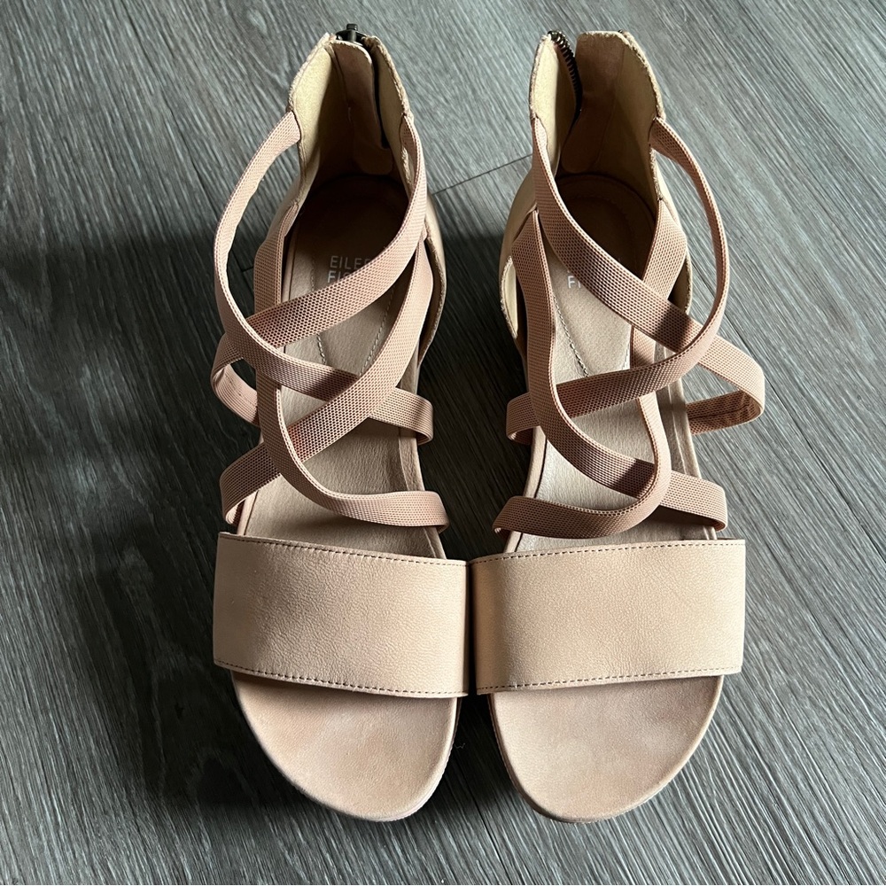 Eileen Fisher Nude Blush Crisscross Strap Sandals